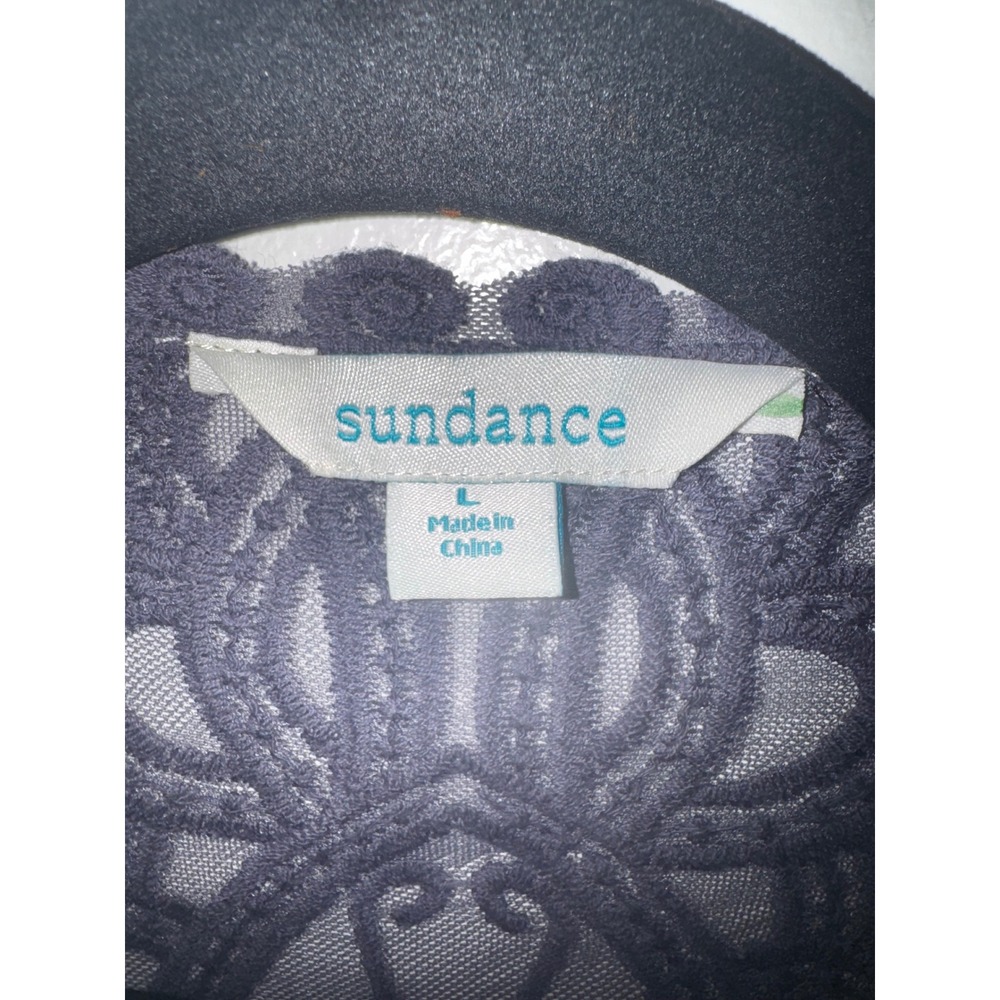 Sundance Women Charcoal Grey Sheer Floral Lace Open Front Kimono Cardigan Large - Picture 2 of 9